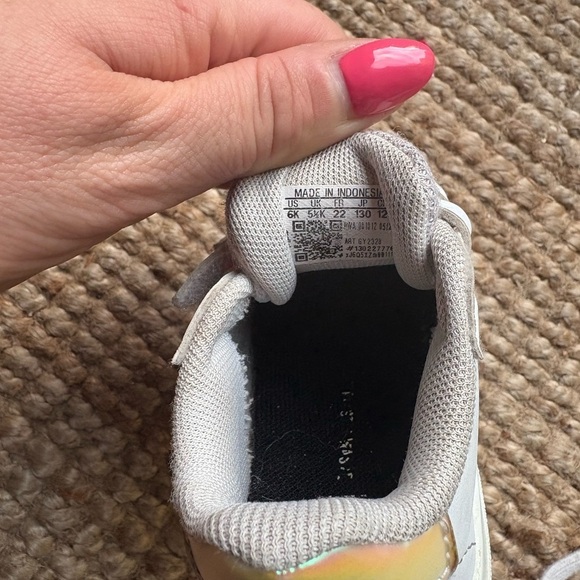 Adidas Kids White Sneakers with Rainbow Stripes - Picture 3 of 3